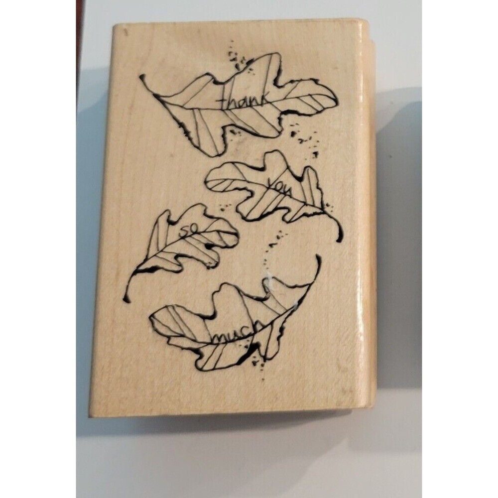 Stampendous "Thankful Leaves"  Rubber Mounted Stamp Fall Thank You